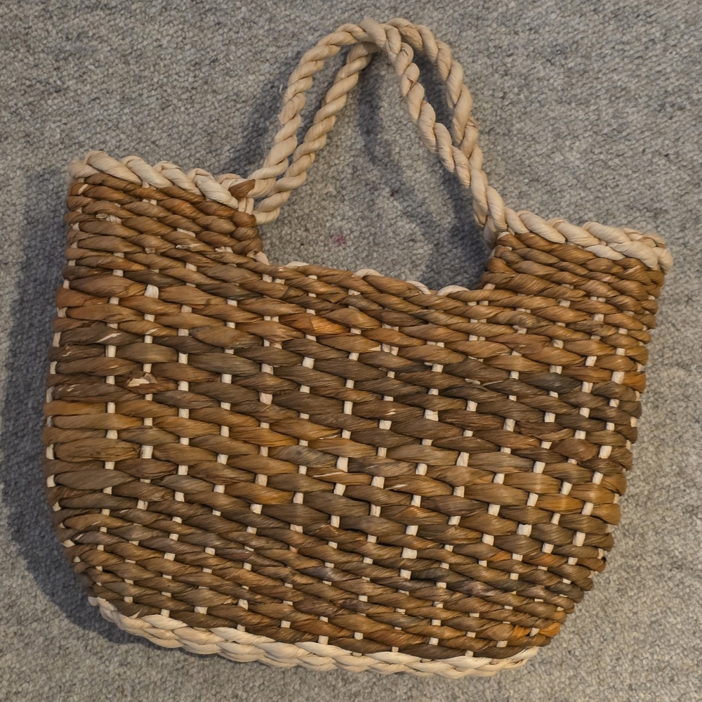 Vintage Woven Straw Tote Bag